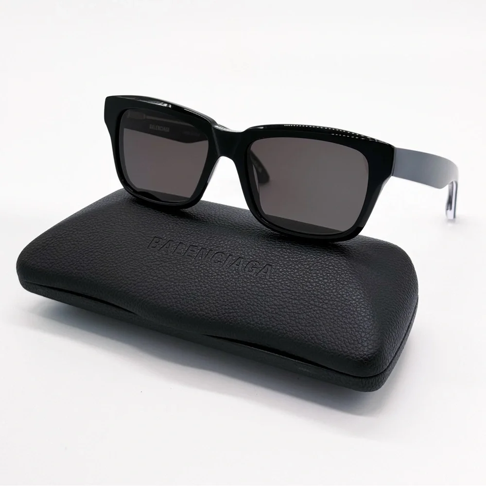 NEW BALENCIAGA BB0346S 001 SQUARE BLACK GREY UNISEX SUNGLASSES BALENCIAGA
